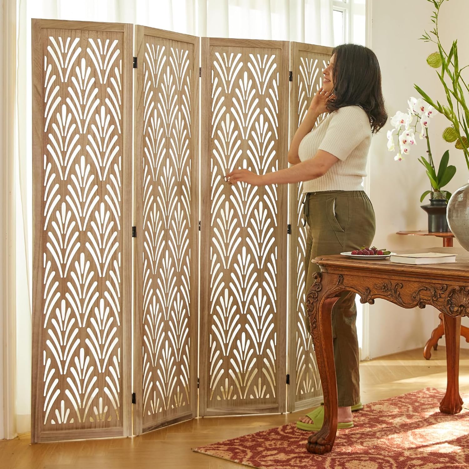 Partition Screen Divider - Biombo Plegable de Madera de 5.6
