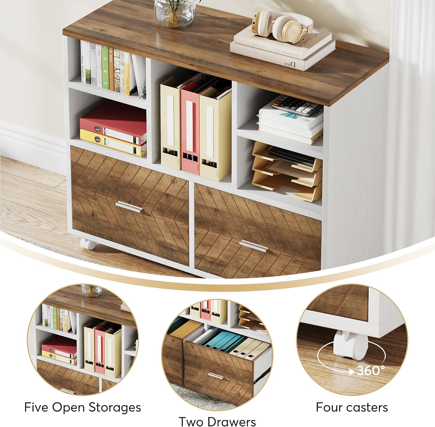 Archivador de Madera de 2 Cajo - Printer Stand reseña y precio