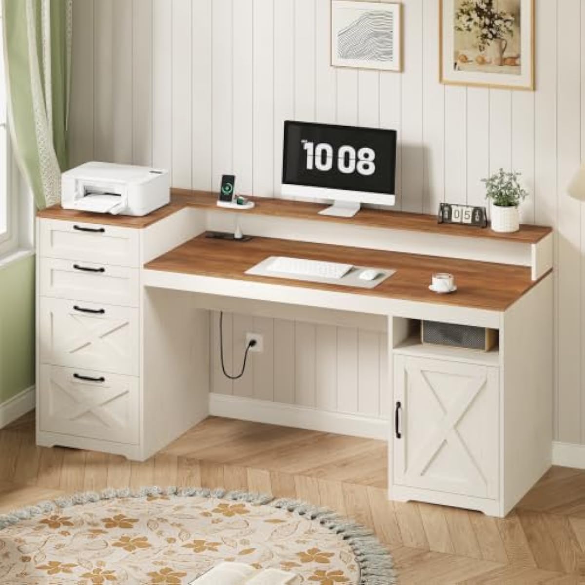 Escritorio de madera de diseño - Printer Stand reseña y precio