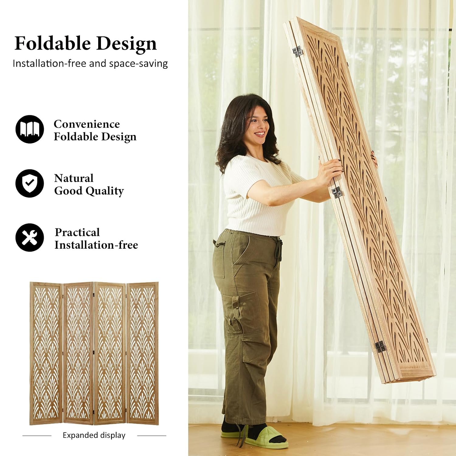 Biombo Plegable de Madera de 5 - Partition Screen Divider reseña y precio